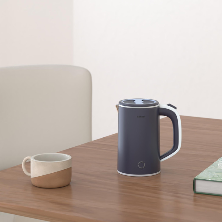 Sekaer Small Electric Tea Kettle Stainless Steel 0.8L Portable Travel Hot Water Boiler, Mini Electric Coffee Kettle with Auto Shut-Off & Boil Dry Pro