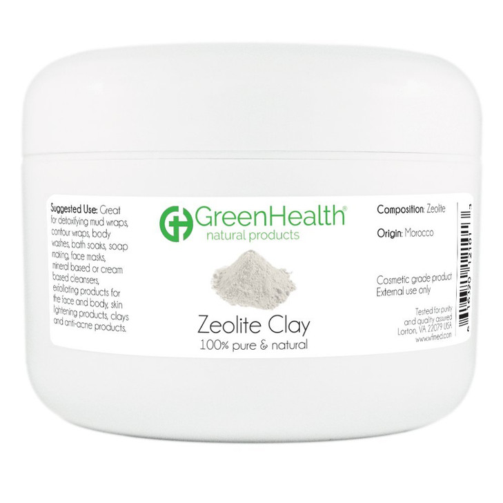 GreenHealth Zeolite Clay Powder 6 oz  100% Pure & Natural | Detoxifying & Rejuvenating Face Mask, Deep Pore Cleanser & Body Detox