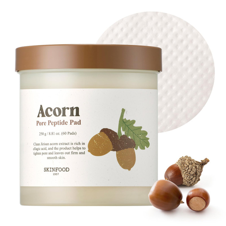 SKINFOOD Acorn Pore Peptide Toner Pad, Korean Skincare Facial Toner, Pore Tightening, Elasticity, Skin Texture Improvement, Firming Up Sagging Skin 8
