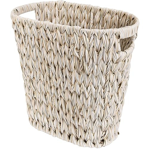 GRANNY SAYS Wicker Trash Can, Waterproof Bathroom Trash Can, Wicker Waste Basket for Bathroom, Decorative Boho Waste Basket for Bedroom, Office, 19 L