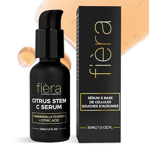 Fièra Vitamin C Serum with Hyaluronic Acid & Citrus Stem Cells - Anti-Aging Brightening, Firming, Hydrating Serum for Mature Skin, Reduces Dark Spots