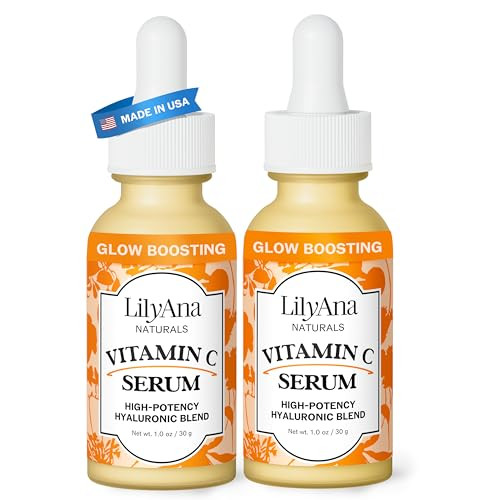 LilyAna Naturals Vitamin C Serum for Face - with Hyaluronic Acid and Vitamin E, Anti Aging Serum, Reduces Age Spots and Sun Damage, Promotes Collagen