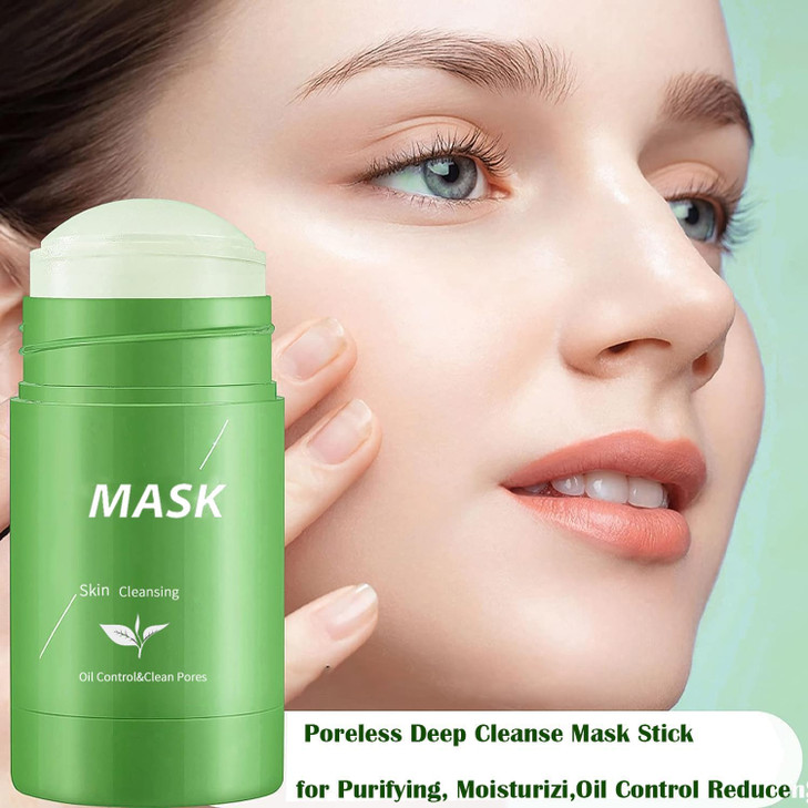Green Tea Clay Mask for Face, 2 Pack Green Tea Deep Cleanse Mask Stick Blackhead Remover Green Clay Mask For Face Moisturizing, Purifying, Pore Clean