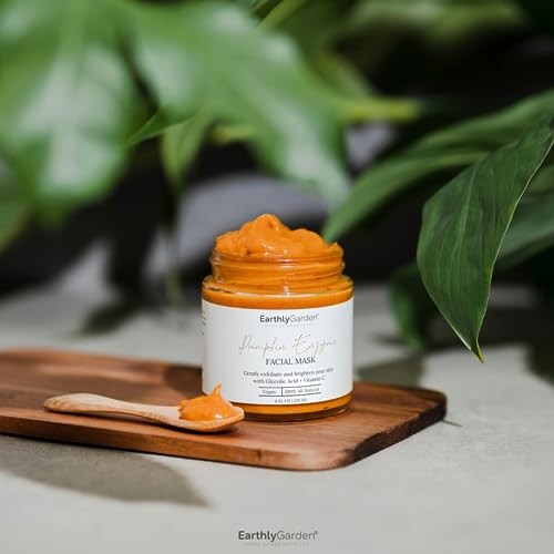 EarthlyGarden Pumpkin Enzyme Exfoliating Face Mask  Natural AHA Facial Treatment with Vitamin C & E  Brightens Dull Skin, Fades Dark Spots & Hydrat