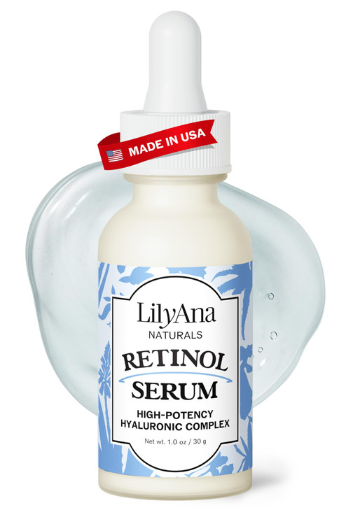 LilyAna Naturals Retinol Serum - Made in USA, Anti Aging Face Serum with Hyaluronic Acid and Vitamin E, Reduces Age Spots and Sun Damage, Promotes Co