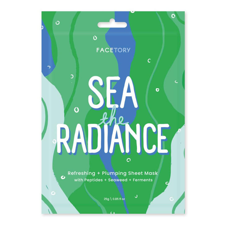 FACETORY K Beauty Face Mask Skin Care - SEA THE RADIANCE PLUMPING Sheet Mask with Peptides & Seaweed Extract | Hydrates, Firms, Rejuvenates (5 Pack)