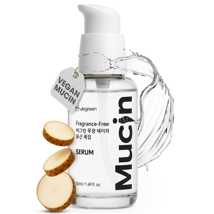VEGREEN Vegan Nature Mucin Serum with 63% Wild Yam Phyto Mucin - Hydrating Glass Skin Serum for Face, Korean Skincare for Barrier Repair, Soothing &