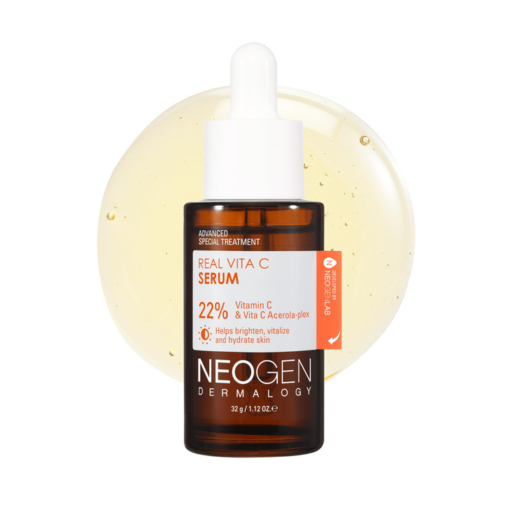 DERMALOGY by NEOGEN Real Vita C Serum, Hydrating Vitalizing Facial Serum with 22% Vitamin C, Even Skin Tone, Dark Spot Serum, Korean Skin Care (32g/