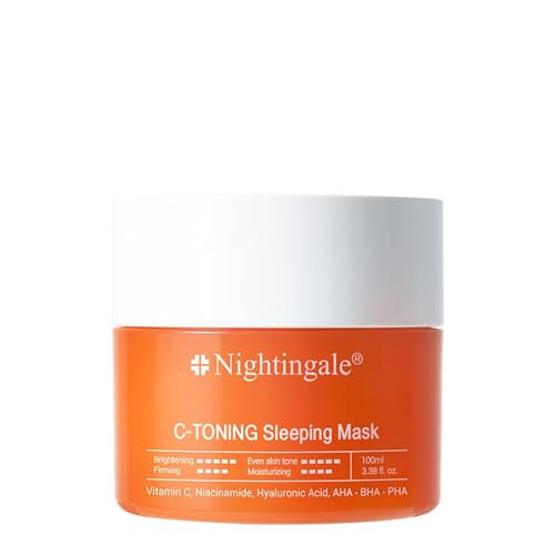 Nightingale C Toning Sleeping Mask, Overnight face Mask For Face, Vitamin C + Niacinamide +AHA, BHA, PHA+ Hyaluronic Acid, Moisturizing & Visibly Bri