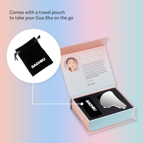 Sacheu Gua Sha Facial Tools Muscle Scraper  Face Gua Sha for Enhanced Lymphatic Drainage, Reduced Puffiness and Relieved Facial Tension, Metal Face
