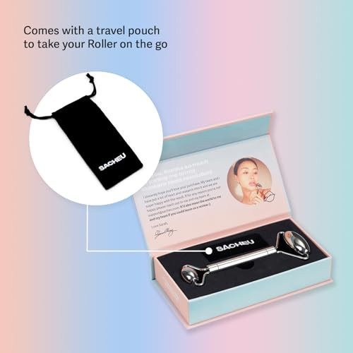 Sacheu Stainless Steel Face Roller Skin Care and Lymphatic Drainage  Cooling Metal Roller for Puffiness, Wrinkles, and Face Lifting, Dual-Sided Faci