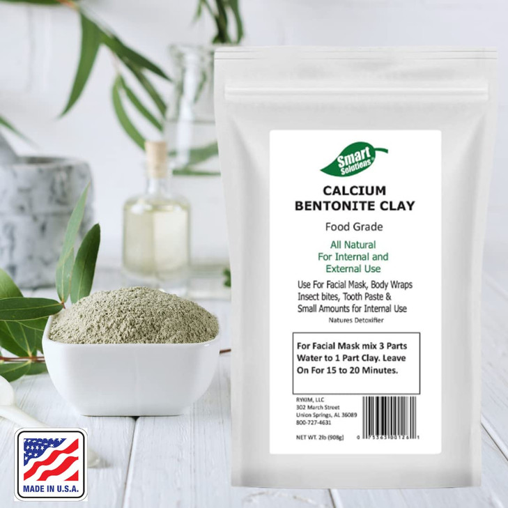 SMART SOLUTIONS Calcium Bentonite Clay, 2 lb Pure Indian Healing Clay - All Natural for External Use | DIY Facial Treatments, Deodorants, Hair Masks