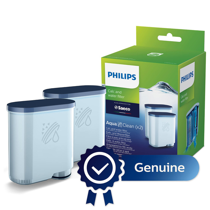 Philips AquaClean Original Calc and Water Filter, No Descaling up to 5,000 cups, Reduces Formation of Limescale, 2 AquaClean Filters, (CA6903/22)