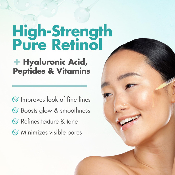 Ebanel Retinol Serum for Face with Vitamin C, Peptides & Hyaluronic Acid, Anti Aging Face Serum for Fine Lines, Uneven Skin Tone, Dark Spots & Textur