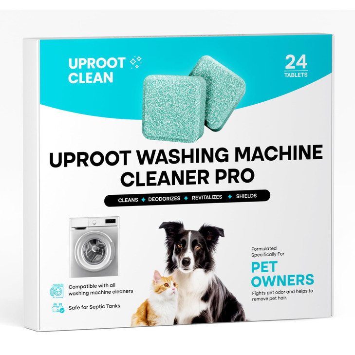 Uproot Clean Washing Machine Cleaner Tablets - 24 Pack for a 12 Month Supply. Formulated for Pet Owners. Compatible with HE, Top & Front Load. Easily