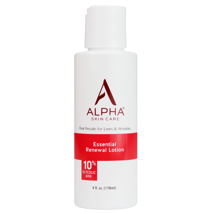 Alpha Skin Care Essential Renewal Lotion, 10% Glycolic AHA, Anti-Aging Formula, Reduces Lines & Wrinkles, Alpha Hydroxy Acid Exfoliates for Smoother