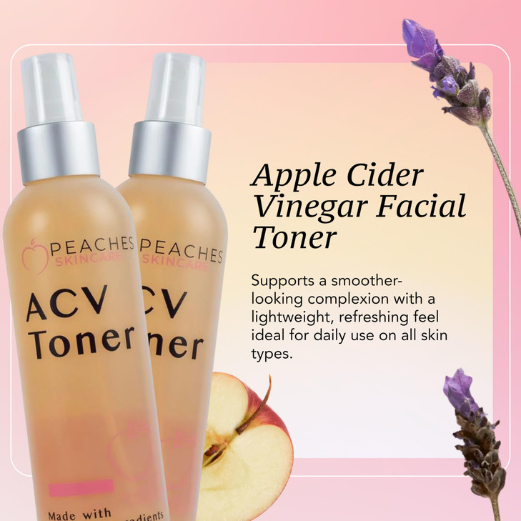 Peaches Skin Care Apple Cider Vinegar Face Toner - Vegan Facial Toner with Citrus Extracts  Gently Exfoliation for Healthy Skin  8 oz