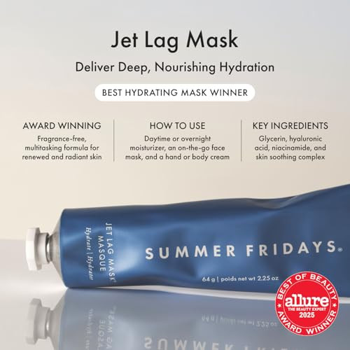 Summer Fridays Jet Lag Mask - Hydrating Face Moisturizer + Mask - Enriched with Hyaluronic Acid, Niacinamide, Glycerin + Antioxidants Helps Nourish S
