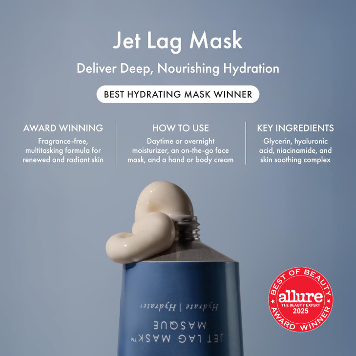 Summer Fridays Jet Lag Mask Mini - Hydrating Face Moisturizer + Mask - Enriched with Hyaluronic Acid, Niacinamide, Glycerin + Antioxidants Helps Nour