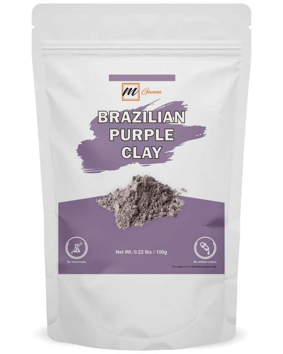 mGanna 100% Natural Brazilian Purple Clay for Hair Masks, Scrubs, Creams and Soap Making 0.22 LBS / 100 GMS