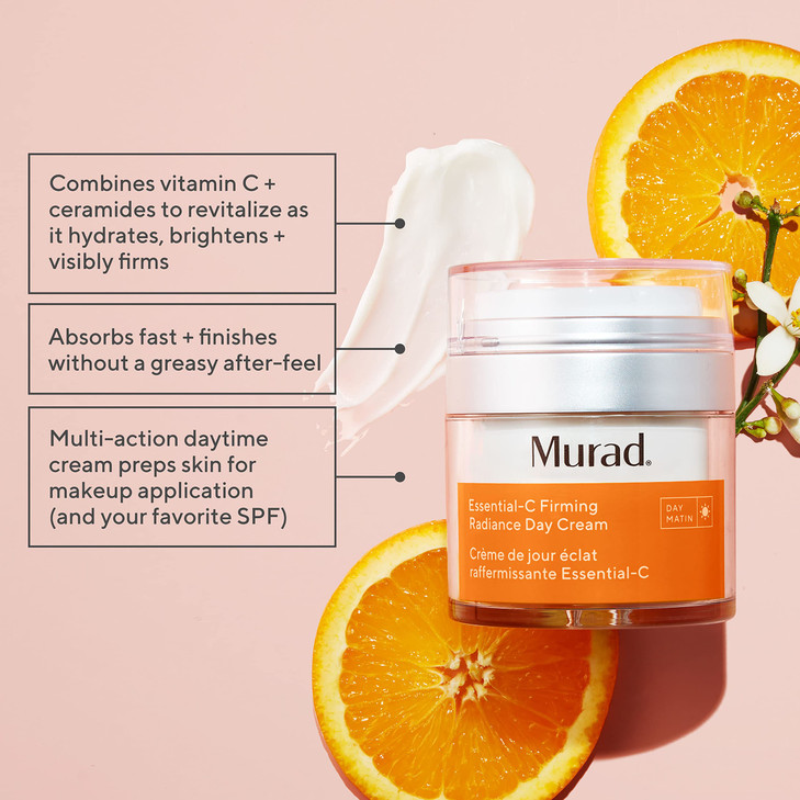 Murad Essential-C Firming Radiance Day Cream  Vitamin C, Ceramides, and Bacillus Ferment Medium-Weight Nourishing Face Lotion for Youthful Brighteni