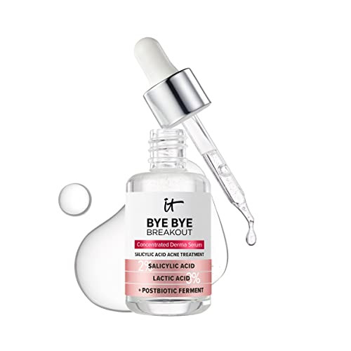 IT Cosmetics Bye Bye Breakout Acne Treatment Face Serum -With 2% Salicylic Acid & 3% Lactic Acid - Helps Reduce Pimples in 3 Days & Fades Look of Pos