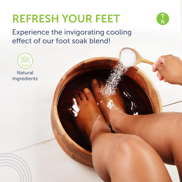 14oz Tea Tree Oil Foot Soak with Epsom Salt and Mint by Truremedy Naturals - Foot Soaking Salts for Dry and Tired Feet - Gently Exfoliates and Refres