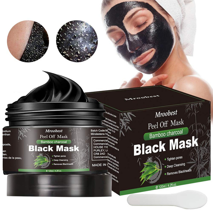Mroobest Blackhead Remover Mask for Face, Peel Off Face Mask, Charcoal Face Mask, Purifying and Deep Cleansing Skin, for All Skin Types, 120ml