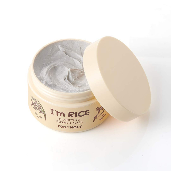 TONYMOLY I'm Rice Clarifying Blemish Clay Mask, Facial Mask Detoxifiies, Reduces Redness & Soothes Irritated Skin, Kaolin Clay & Fermented Rice, 100m
