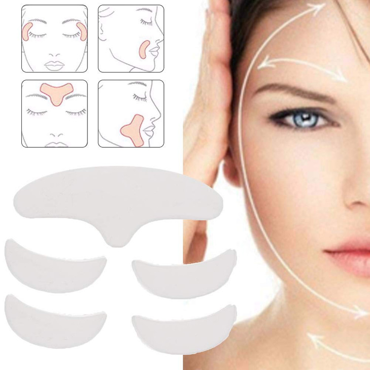 Anti Wrinkle Patches, 5Pcs Forehead Wrinkle Patches, Facial Patches, Face Wrinkle Patches Reusable Silicone Anti Wrinkle Patch Pad Skin Lifting Foreh