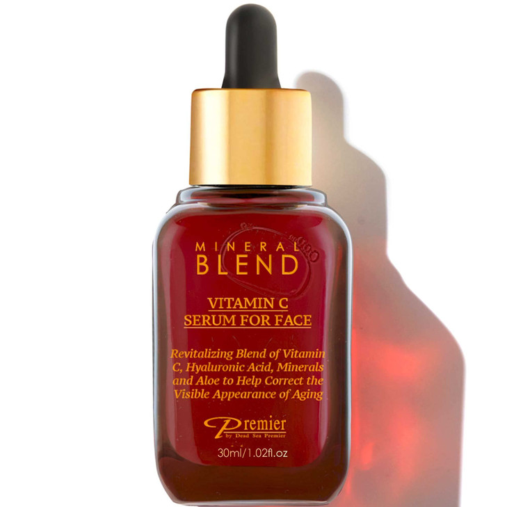 Vitamin C Facial Serum with Hyaluronic Acid & Rose Hips Oil  Cosmetic Face Serum, Mineral Blend by Premier Dead Sea, 1.02 fl oz