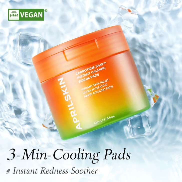 APRILSKIN Carrotene IPMP Instant Calming Serum Toner Pads | 5-Minute Cooling Serum Pads | Vegan, Cruelty-Free | Non-comedogenic | Toner-Serum-Sheet