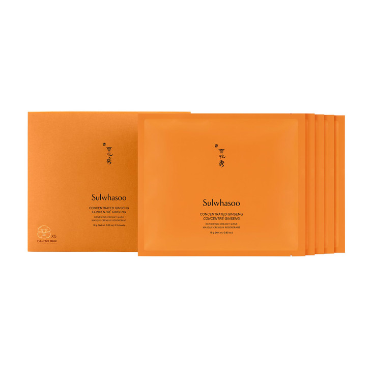 Sulwhasoo Concentrated Ginseng Renewing Sheet Mask - Korean Anti-Aging Skincare, Visibly Improves Wrinkles and Firmness, Nourishes, Hydrates & Soothe