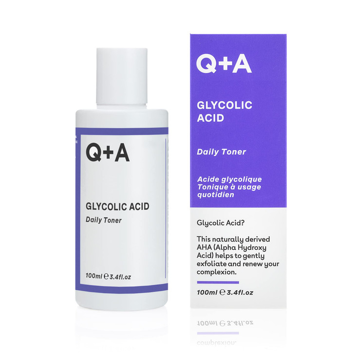 Q+A Glycolic Acid Daily Face Toner (100ml), Hydrating Toner for Face with Glycolic for Smooth Skin, Refines Pores & Evens Skin Tone, Fragrance Free,