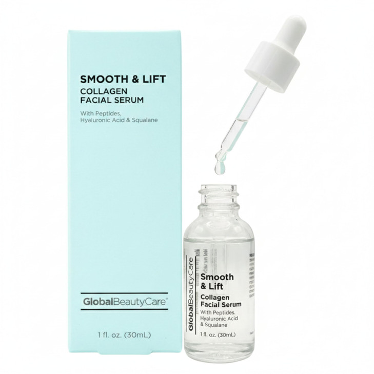 Global Beauty Care Smooth & Lift Collagen Facial Serum  Peptides, Hyaluronic Acid, 1 fl. oz (30mL)