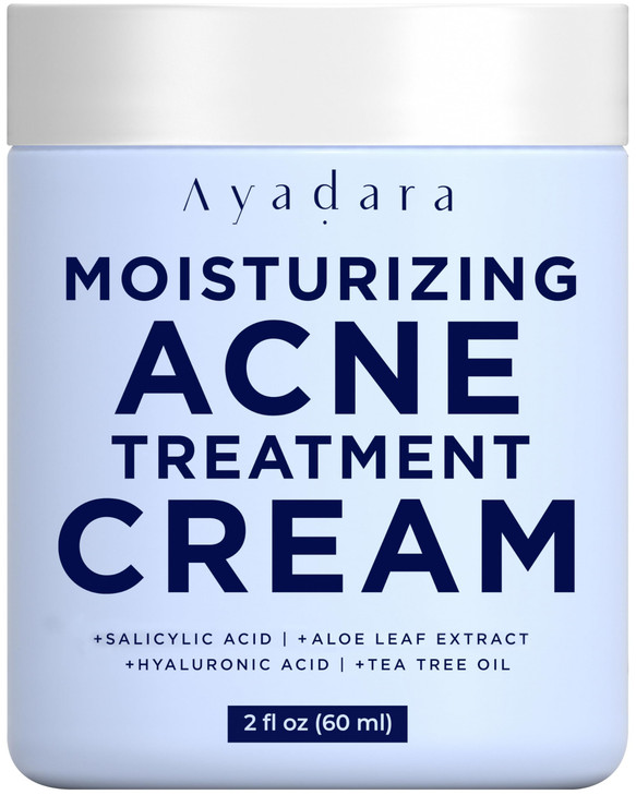 Moisturizing Acne Cream, Salicylic Acid Face Moisturizer for Oily & Acne-Prone Skin, Helps with Pimples, Blackheads, Whiteheads, Hormonal & Cystic Ac