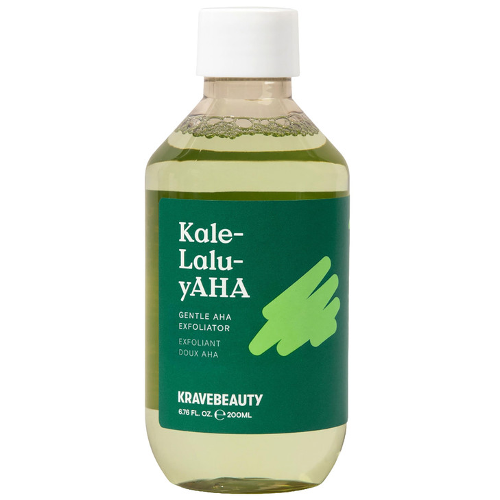 KraveBeauty Kale-Lalu-yAHA Exfoliating Toner, Smooths Texture, Evens Skin Tone, and Unclogs Pores, Gentle AHA Liquid Exfoliant with Glycolic Acid & K