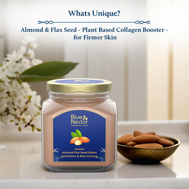Blue Nectar Almond Ubtan Powder Face Pack for Anti-Aging and Firming | Natural Exfoliator for Face with Multani Mitti Powder (4.05Oz, 12 Herbs)