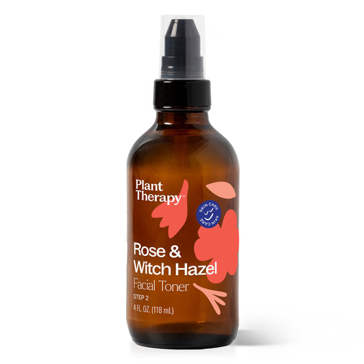 Plant Therapy Rose & Witch Hazel Facial Toner 4 oz, Alcohol Free Witch Hazel, Hydrating Toner, Pore Minimizer, Clear Skin