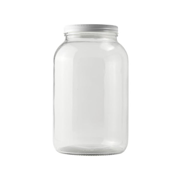 FastRack - 1 Gallon Jar with White METAL Airtight Lid | Glass Canisters with Airtight Lids | Large Glass Jar with Fermentation Lid for brewing, ferme