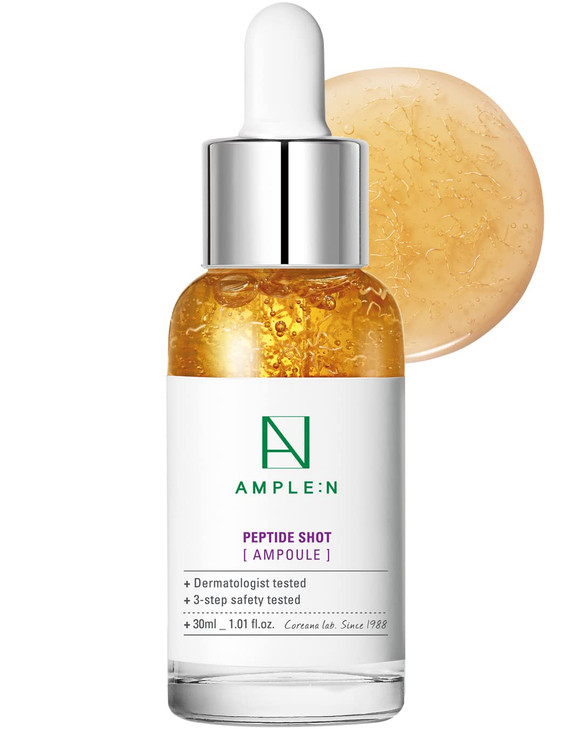 AMPLE:N Peptide Shot Ampoule - Anti-Aging Face Ampoule with Peptide Threads to Minimize Wrinkles and Improve Firmness - Serum to Lift Sagging Skin -
