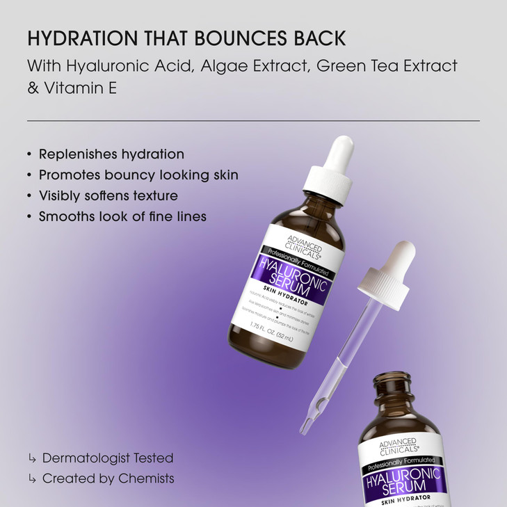 Advanced Clinicals Hyaluronic Acid Serum For Face | Moisturizing Facial Skin Care Products | Hydrating Serum For Face Helps Improve Look Of Wrinkles,