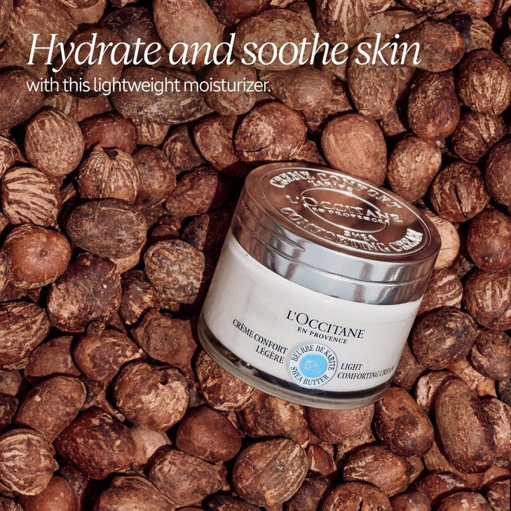 L'OCCITANE 5% Organic Shea Butter Lightweight Comforting Face Cream, Moisturizes, Hydrates & Soothes Sensitive Skin, Non-Comedogenic, Vegan Skincare