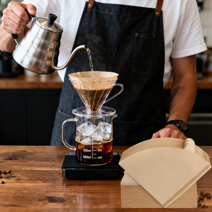 Niveaya 200 Count Cone Coffee Filters, Size 02 Natural Unbleached Paper Coffee Filter, Disposable Cone Filters for Pour Over and Drip Coffee Maker (2