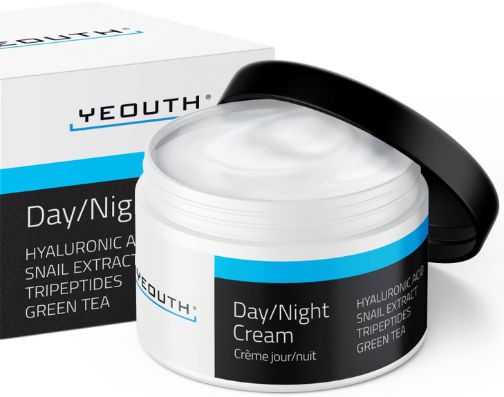YEOUTH Day Night Face Moisturizer with Hyaluronic Acid, Snail Mucin Cream and Copper Tripeptide, Hydrating Fragrance Free Facial Moisturizer, Face Sk