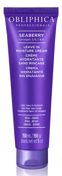 Obliphica Seaberry Leave In Moisture and Styling Cream for Women - Anti-Frizz Control, Normal Hair Products, Damaged Repaired Hair - Hair Mask & Trea