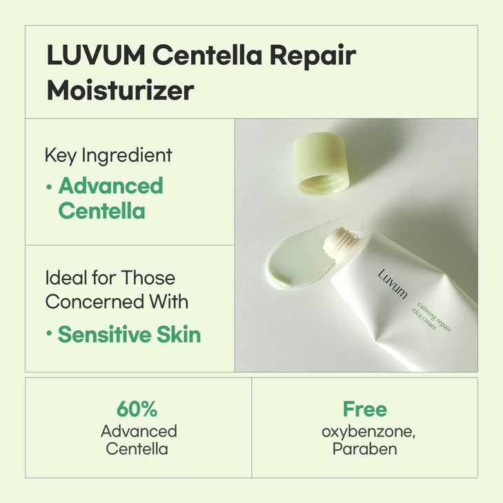 LUVUM Calming Repair Cica Cream, Centella, Recovery Night Cream, 1.7 fl. oz