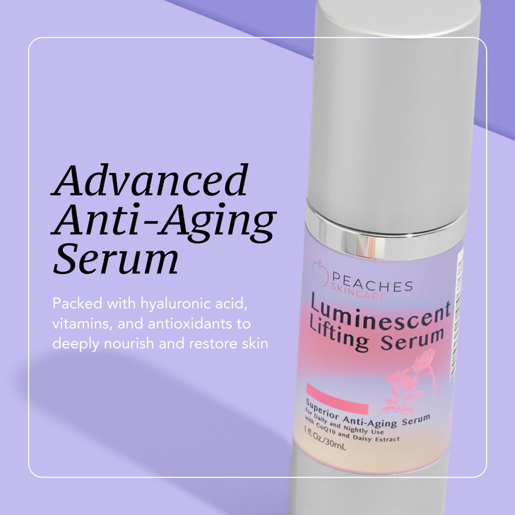 Face Tightening and Lifting Serum  Anti-Aging Formula with Peptides and Vitamins A, B, C & E  Vegan Skincare for Firm, Radiant Skin  Luminescent L