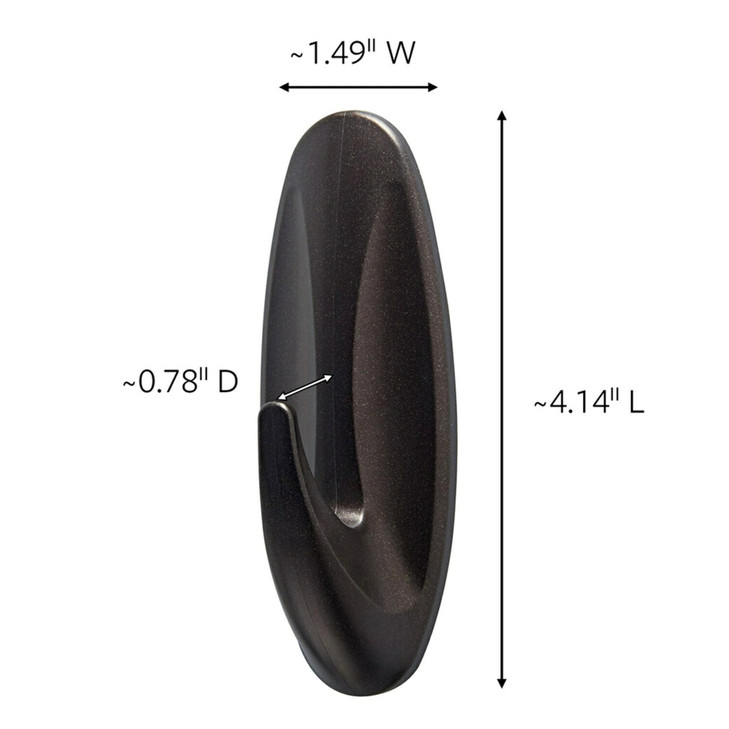 Command Outdoor Large Bronze Hooks, Holds 5 lb, 3 Hooks 4 Strips, Damage-Free, Weather Resistant for Hanging Decor