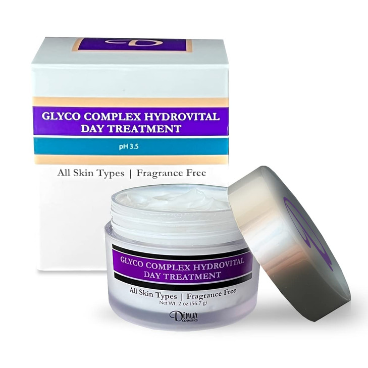 Dinur Cosmetics Glyco Complex Day Treatment Lightweight Moisturizing Cream with Glycolic Acid Exfoliating & Hydrating Formula for Smoother Radiant Sk